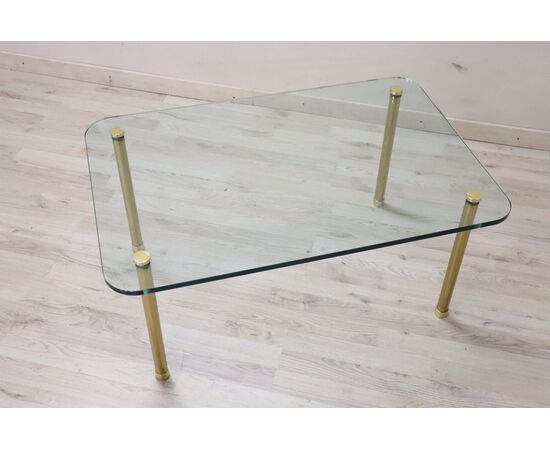 Crystal and brass coffee table from the 1980s     