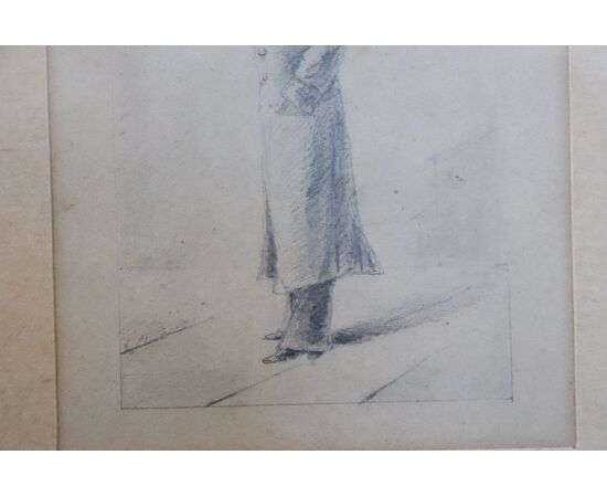 Gentiluomo con bombetta, inizio XX secolo, disegno a matita PREZZO TATTABILE