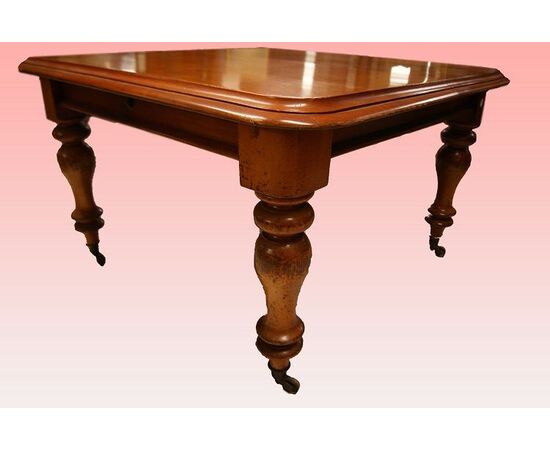 Tavolo quadrato allungabile stile Vittoriano in mogano biondo del 1800