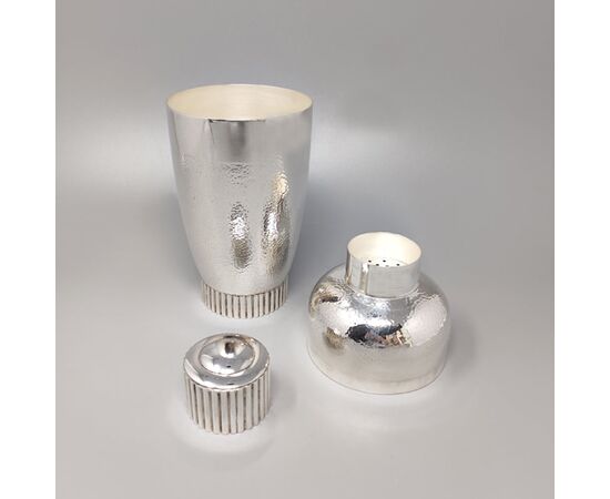 1950s Stunning Cocktail Shaker Set with Four Glasses in Stainless Steel. Made in Italy