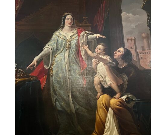 Pelagio Palagi ( 1775-1860). Incoronazione di Federico II di Svevia, con la madre Costanza D’Altavilla. La corona è ancora oggi conservata a Palermo. Misure h 270 cm x L 180 cm.
