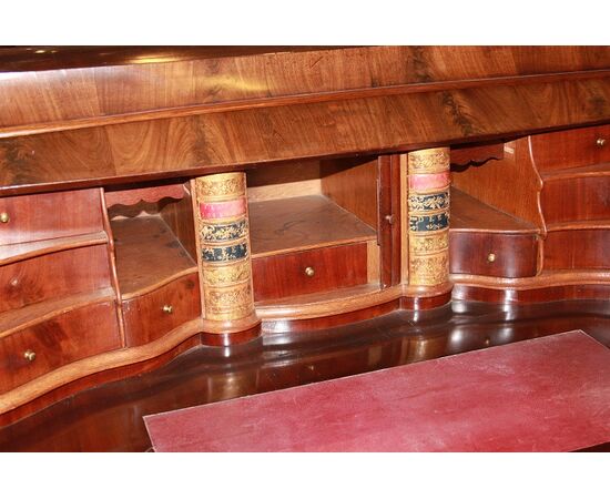 Cassettone Comò a Rullo olandese di inizio 1800 Stile Luigi XV in legno di mogano