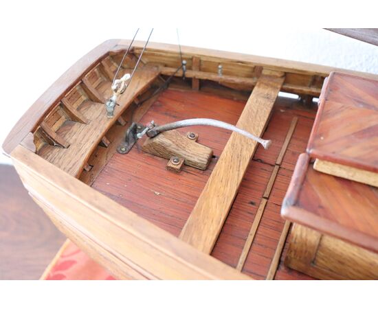 modellino vintage grande Barca a vela in legno