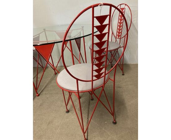 Sedie e tavolo Cassina anni 1980 designer Frank Lioyd Wright modernariato . firmate 