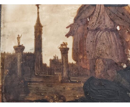 Madonna con bambino, San Rocco, il leone e Venezia, Su alabastro, Epoca '400