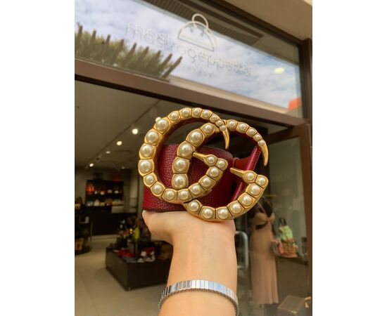 Gucci Cintura Marmont Perle Rossa