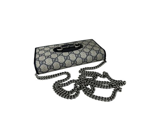 Gucci Wallet On Chain Horsebit 1955 GG Blu