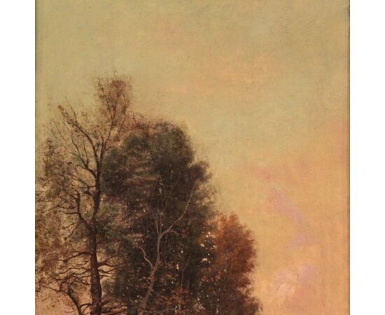 Dipinto firmato paesaggio olio su tela del XIX secolo