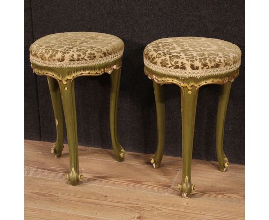 Pair of Venetian wooden stools from the 20th century