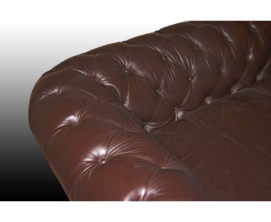 Antico superbo divano Chesterfield grande 4 posti del 1950 grigio