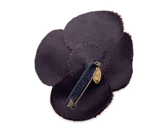 CHANEL Spilla Vintage in Tela Col. Marrone Camellia Brooch