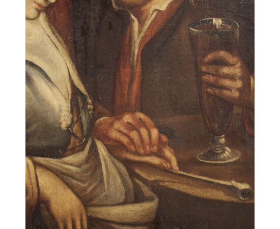 Antico dipinto fiammingo olio su tela del XVIII secolo 