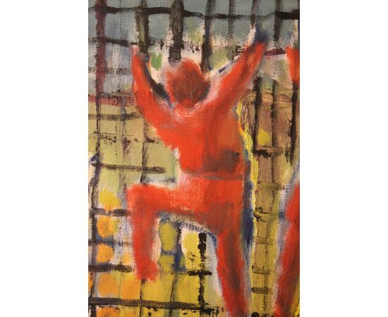 Mino Maccari. (1898- 1989) “Prigionieri” dipinto su tela