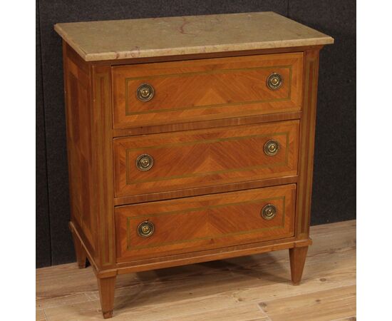 Small inlaid french chest of drawers in Louis XVI style 