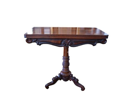 Tavolino da gioco inglese stile Regency di inizio 1800 in legno di palissandro 
