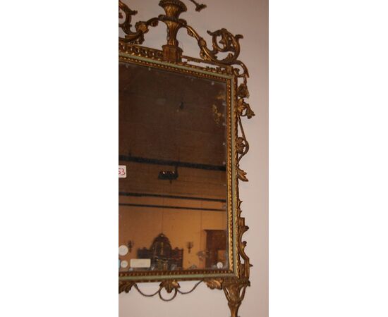 Specchiera Italiana Luigi XVI del 1800 laccata e dorata