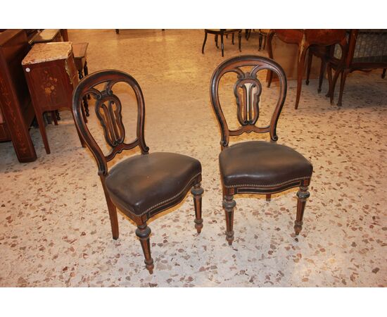 Gruppo di 6 sedie della seconda metà del 1800 stile Luigi Filippo in legno di noce