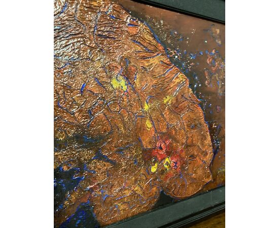 Antico dipinto “ Cinghiale “ arte contemporanea realizzato a smalti policromi . mis : 92 x cm 72  