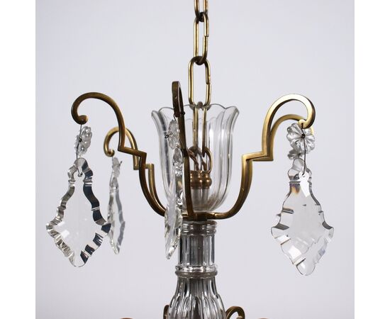 Glass and Brass Chandelier     