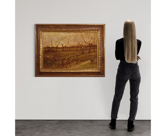 Bucolic landscape Italian painting from 20th century