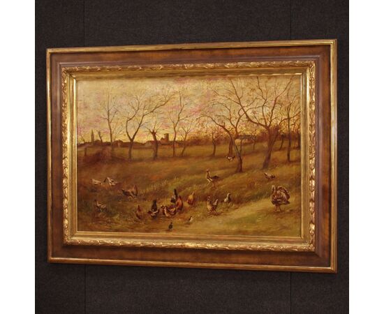 Bucolic landscape Italian painting from 20th century