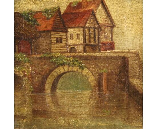 Small English painting landscape from 20th century