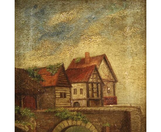 Piccolo dipinto paesaggio inglese del XX secolo