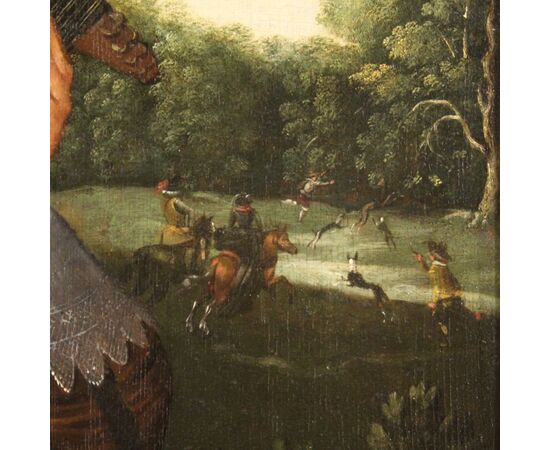 Antico dipinto fiammingo olio su tavola del XVII secolo