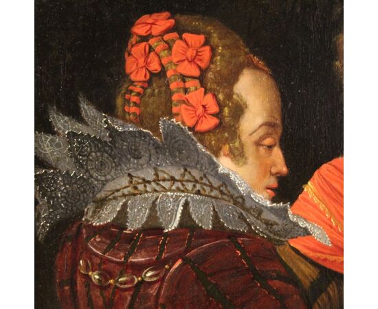 Antico dipinto fiammingo olio su tavola del XVII secolo
