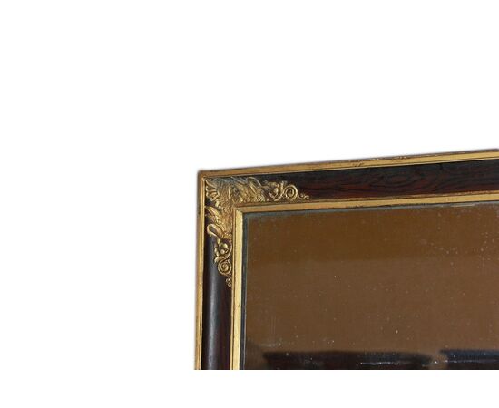 Piccola specchiera francese stile Impero Dorata e Laccata XIX secolo