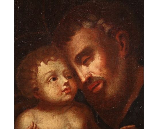 Dipinto italiano religioso, San Giuseppe col bambino del XVIII secolo
