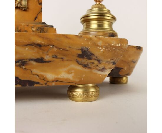 Calamaio Antico Marmo Giallo Italia '800 Bronzi dorati
