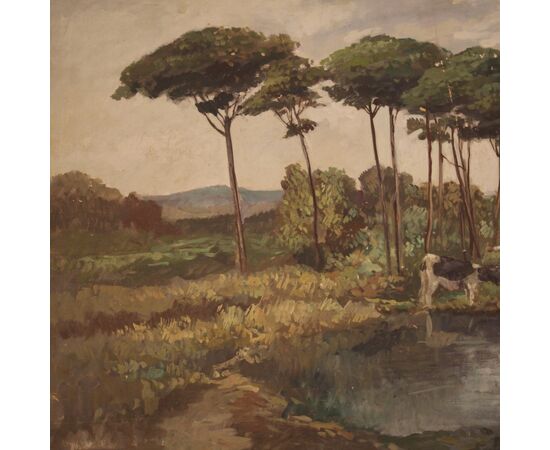 Great French painting signed landscape from the 20th century