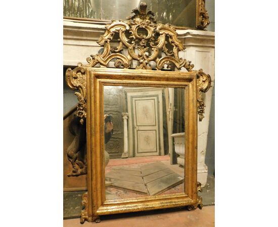 SPECC494 - Specchiera in legno dorato, epoca '700, cm L 100 x H 142