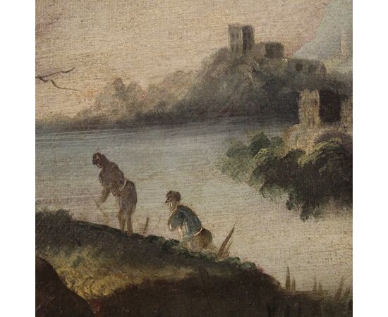 Dipinto italiano paesaggio antico del XVIII secolo