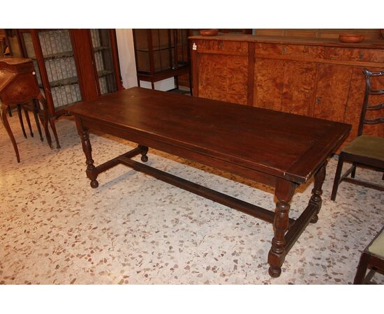 Grande Tavolo rustico francese di inizio 1800 in legno di castagno