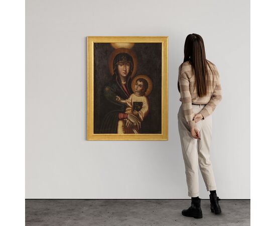 Dipinto italiano Madonna con bambino del XIX secolo