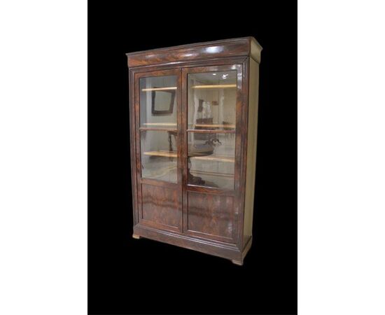 Two-door mahogany display cabinet     