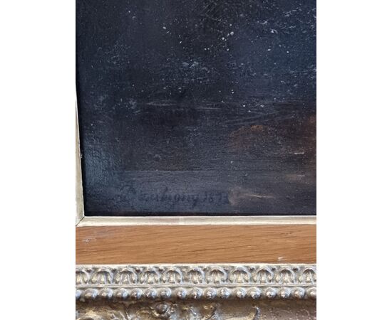 Olio su tavola firmato Daubigny 1873