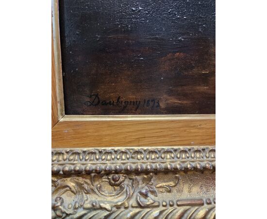 Olio su tavola firmato Daubigny 1873