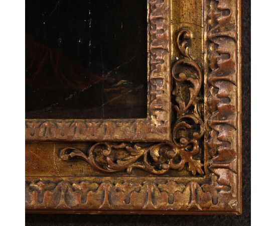 Tavola fiamminga Sacra Famiglia su tavola del XVII secolo