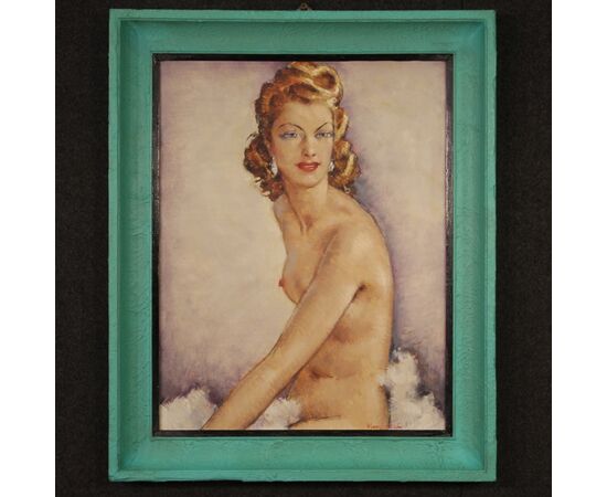 French signed nude painting 60's