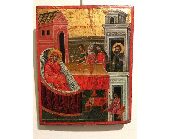 Coppia di Icone rappresentanti la Presentazione al Tempio della Vergine e la Natività della Vergine, Grecia, XVIII secolo (lotti 2-3) 
