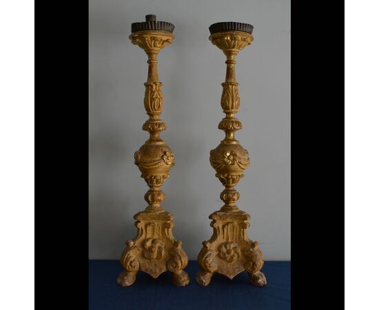 Antica coppia di candelieri