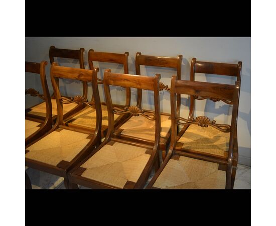 Eight Tuscan walnut chairs     