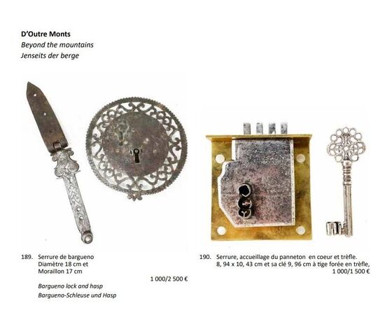 Importante serratura in ferro forgiato e traforato XVI-XVII secolo