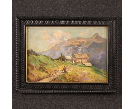 Small signed landscape painting from the 1950s