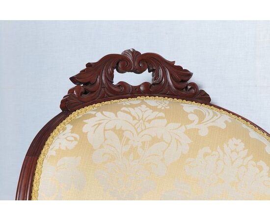 Antico divano francese del 1800 stile Carlo X in mogano Restaurato 