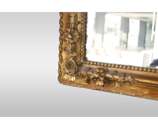 Bellissima Grande specchiera francese dorata foglia oro del 1800