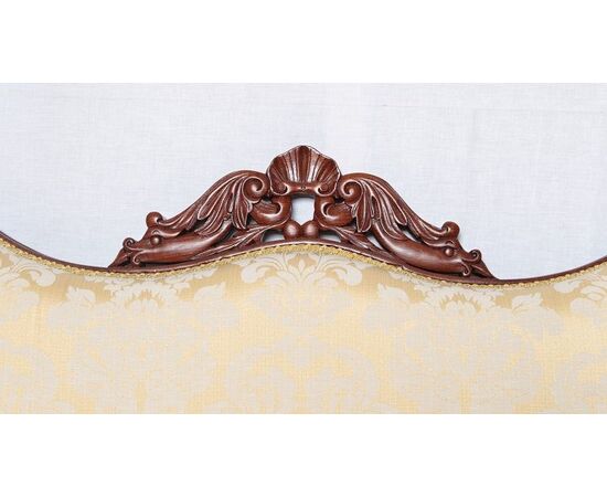 Antico divano francese del 1800 stile Carlo X in mogano Restaurato 